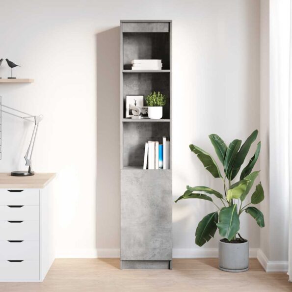 vidaXL Highboard Concrete Grey 37,5x35x180 cm Konštrukčné drevo – Obrázok 3