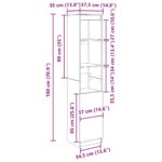 vidaXL Highboard Concrete Grey 37,5x35x180 cm Konštrukčné drevo – Obrázok 12