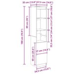 vidaXL Highboard Dub dymový 37,5x35x180 cm Upravené drevo – Obrázok 12