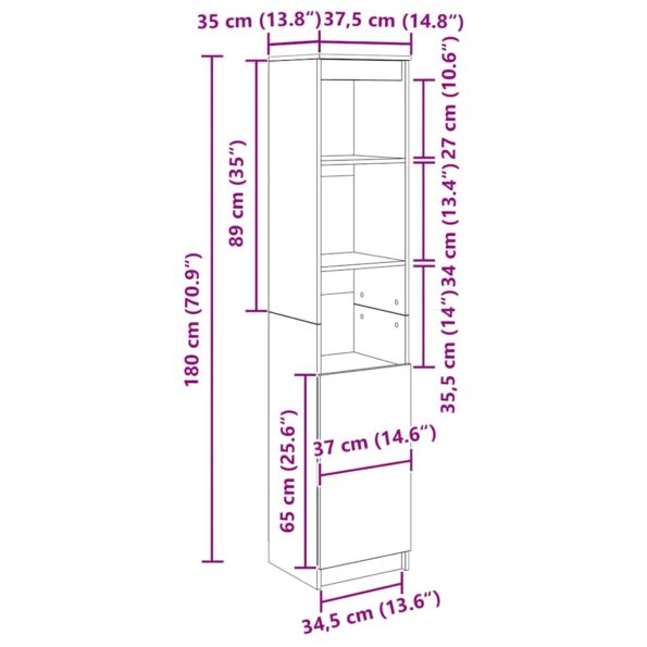 vidaXL Highboard Dub dymový 37,5x35x180 cm Upravené drevo – Obrázok 12