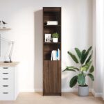 vidaXL Highboard Hnedý dub 37,5x35x180 cm Konštruktérske drevo – Obrázok 3