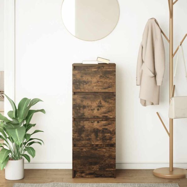 vidaXL Komoda dymový dub 37,5x35x99 cm spracované drevo – Obrázok 3