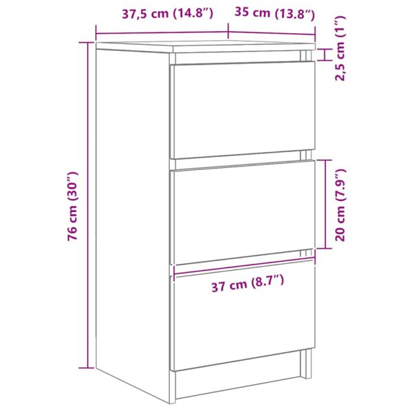 vidaXL Komoda dub čierny 37,5x35x76 cm kompozitné drevo – Obrázok 12