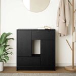 vidaXL Komoda so zásuvkami a dvierkami, dub čierny 70,5x34x74,5 cm – Obrázok 3