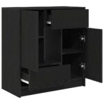 vidaXL Komoda so zásuvkami a dvierkami, dub čierny 70,5x34x74,5 cm – Obrázok 5