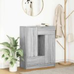 vidaXL Komoda so zásuvkami a dvierkami, sivá sonoma 73x31x90 cm