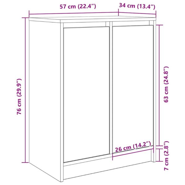 vidaXL Botník sivý dub sonoma 57x34x76 cm kompozitné drevo – Obrázok 11