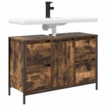 vidaXL Skrinka pod umývadlo so zásuvkami dub dymový 90x34,5x60 cm – Obrázok 4