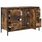 vidaXL Skrinka pod umývadlo so zásuvkami dub dymový 90x34,5x60 cm – Obrázok 5