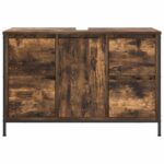 vidaXL Skrinka pod umývadlo so zásuvkami dub dymový 90x34,5x60 cm – Obrázok 6