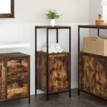 vidaXL Kúpeľňová skrinka s policami dub dymový 36x35x95 cm