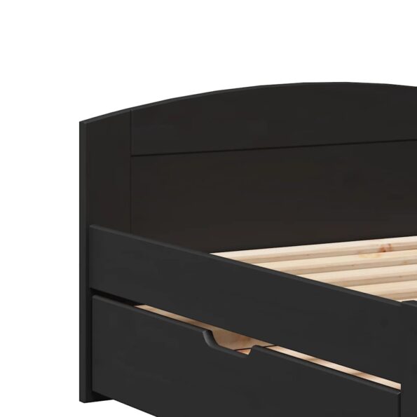 VidaXL Denná posteľ s 2 zásuvkami bez matraca "IRUN" Čierna 90x200 cm – Obrázok 9