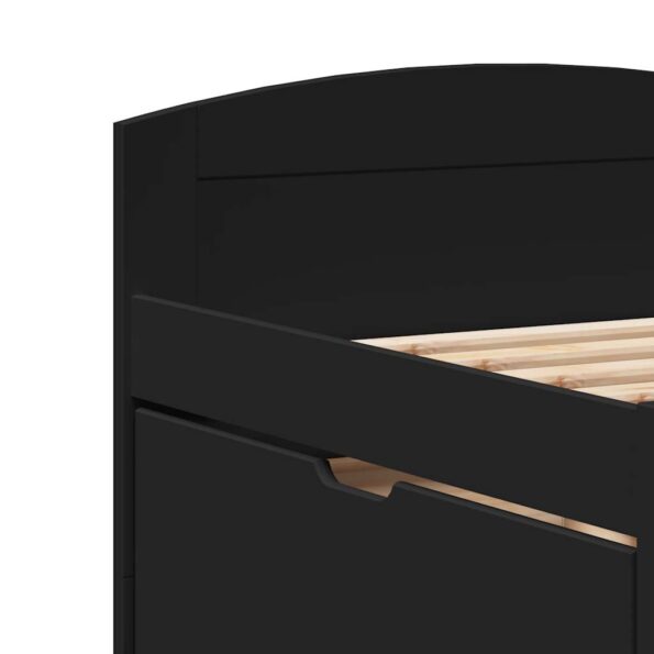 VidaXL Denná posteľ s 5 zásuvkami bez matraca "IRUN" Čierna 90x200 cm – Obrázok 9