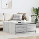 vidaXL konferenčný stolík so zásuvkami, sivý sonoma 100x100x40 cm