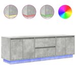 vidaXL TV skrinka s LED svetlami betónovo sivá 160,5x41x50 cm – Obrázok 2
