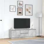 vidaXL TV skrinka s LED svetlami betónovo sivá 160,5x41x50 cm – Obrázok 4