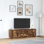 vidaXL TV skrinka s LED svetlami dymový dub 160,5x41x50 cm – Obrázok 4