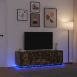 vidaXL TV skrinka s LED svetlami dymový dub 160,5x41x50 cm