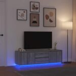 vidaXL TV skrinka s LED, sivý dub sonoma 160,5x41x50 cm