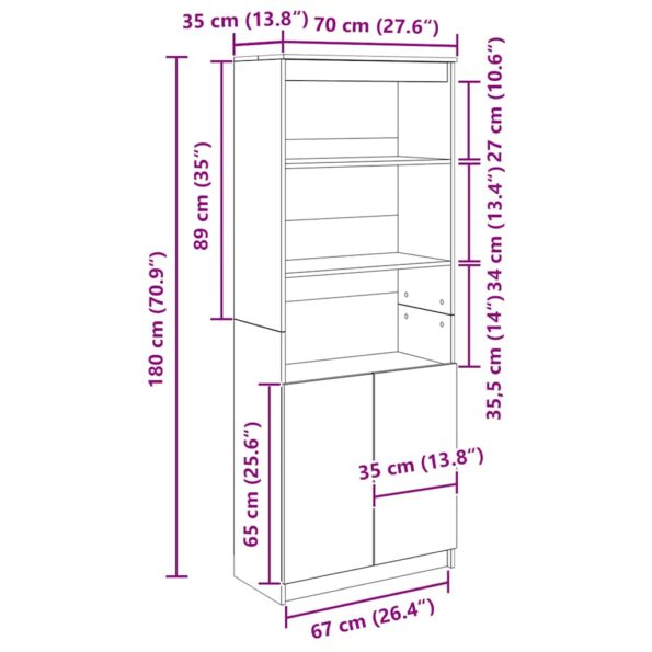 vidaXL Vysoká skrinka čierna dub 70x35x180 cm kompozitné drevo – Obrázok 12