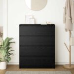 vidaXL Komoda dub čierny 80x35x99 cm spracované drevo – Obrázok 3