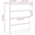 vidaXL Komoda dub čierny 80x35x99 cm spracované drevo – Obrázok 12