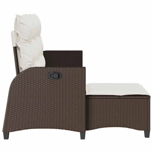 vidaXL Sklápacia Záhradná pohovka so vankúšmi tvar L hnedá polyratan – Obrázok 6