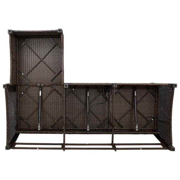 vidaXL Sklápacia Záhradná pohovka so vankúšmi tvar L hnedá polyratan – Obrázok 10