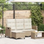 vidaXL Polohovacia záhradná pohovka s vankúšmi néžový v tvare L