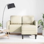 VidaXL 2-miestna pohovka s chaise krémová v tvare L z umelej kože – Obrázok 3