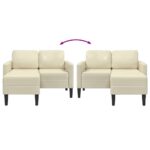 VidaXL 2-miestna pohovka s chaise krémová v tvare L z umelej kože – Obrázok 7