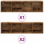 VidaXL skrinky na knihy 3 ks Old Wood Engineered Wood – Obrázok 5