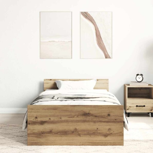 vidaXL Posteľný rám bez matraca remeselnícky dub 90x200 cm – Obrázok 3