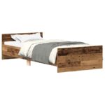 vidaXL Posteľný rám bez matraca staré drevo 100x200cm kompozitné drevo – Obrázok 2