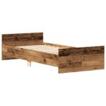 vidaXL Posteľný rám bez matraca staré drevo 100x200cm kompozitné drevo – Obrázok 4