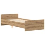vidaXL Posteľný rám bez matraca remeselnícky dub 100x200 cm – Obrázok 4