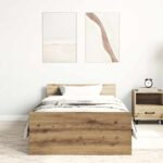 vidaXL Posteľný rám bez matraca remeselnícky dub 90x190 cm – Obrázok 3
