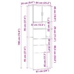 vidaXL Skrinka na práčku sivá Sonoma 64x24x190 cm Engineered Wood – Obrázok 12