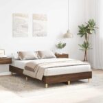 vidaXL Posteľný rám bez matraca hnedý dub 120x200 cm kompozitné drevo – Obrázok 3