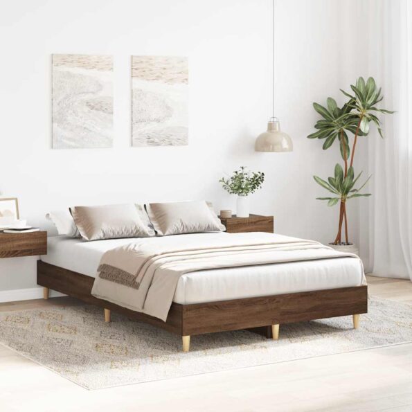 vidaXL Posteľný rám bez matraca hnedý dub 120x200 cm kompozitné drevo – Obrázok 3
