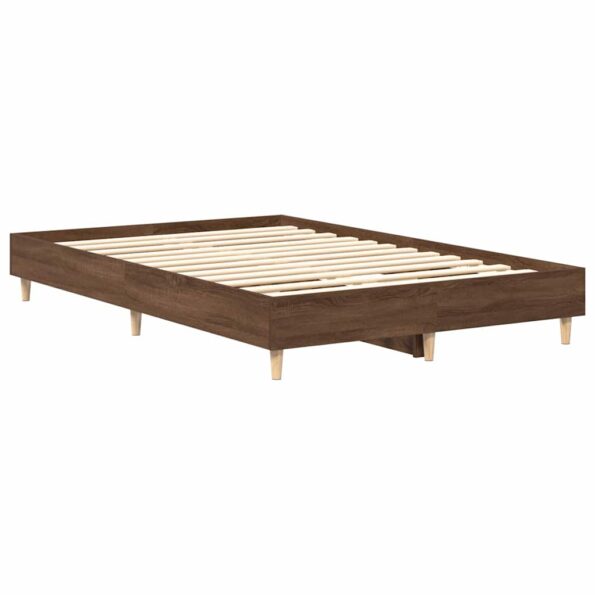 vidaXL Posteľný rám bez matraca hnedý dub 120x200 cm kompozitné drevo – Obrázok 4