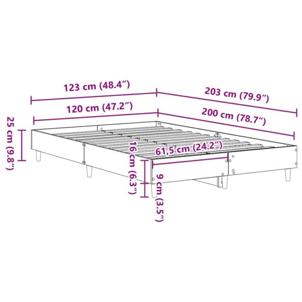 vidaXL Posteľný rám bez matraca hnedý dub 120x200 cm kompozitné drevo – Obrázok 9