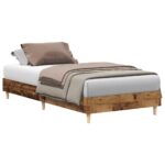 vidaXL Posteľný rám bez matraca staré drevo 100x200cm kompozitné drevo – Obrázok 2