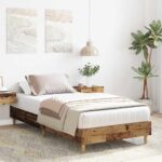 vidaXL Posteľný rám bez matraca staré drevo 100x200cm kompozitné drevo – Obrázok 3