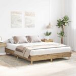 vidaXL Posteľný rám bez matraca dub artisan 100x200cm kompozitné drevo – Obrázok 3