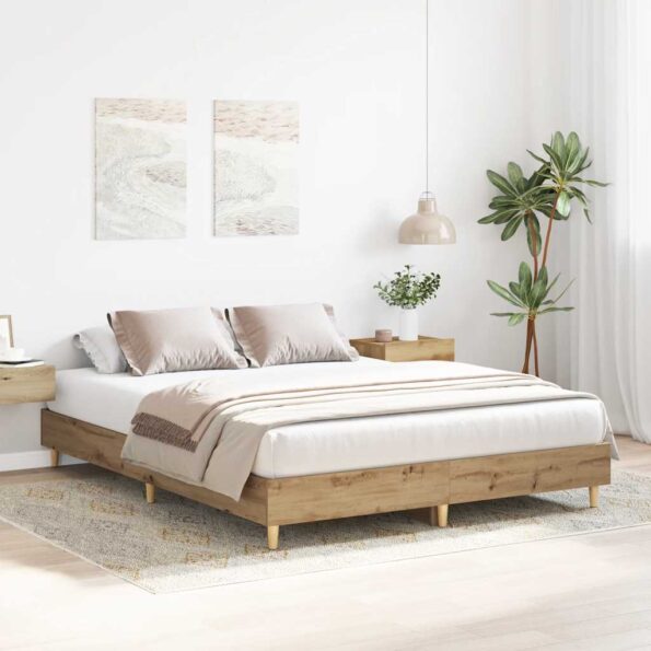 vidaXL Posteľný rám bez matraca dub artisan 100x200cm kompozitné drevo – Obrázok 3