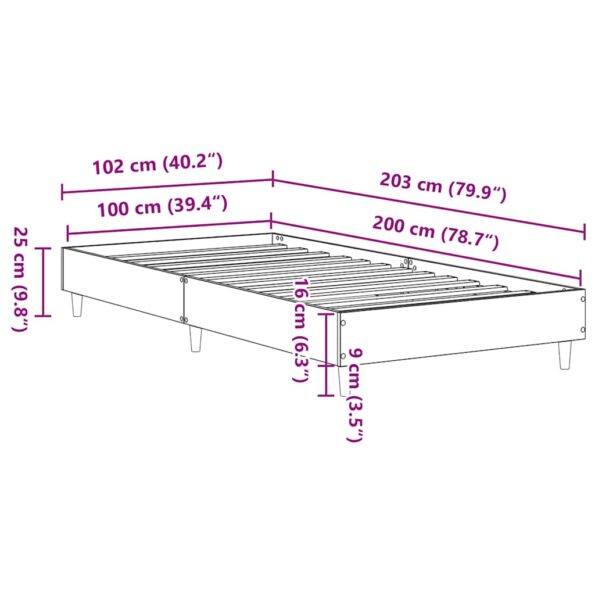 vidaXL Posteľný rám bez matraca dub artisan 100x200cm kompozitné drevo – Obrázok 10