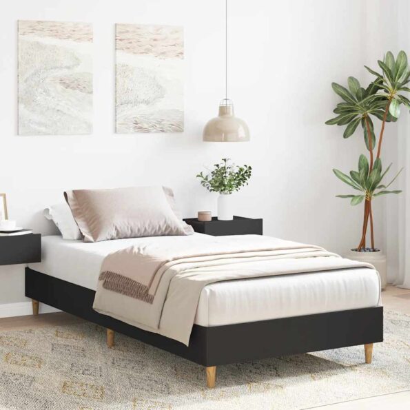 vidaXL Posteľný rám bez matraca čierny 90x200 cm kompozitné drevo – Obrázok 3