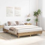 vidaXL Posteľný rám bez matraca dub artisan 90x200 cm kompozitné drevo – Obrázok 3