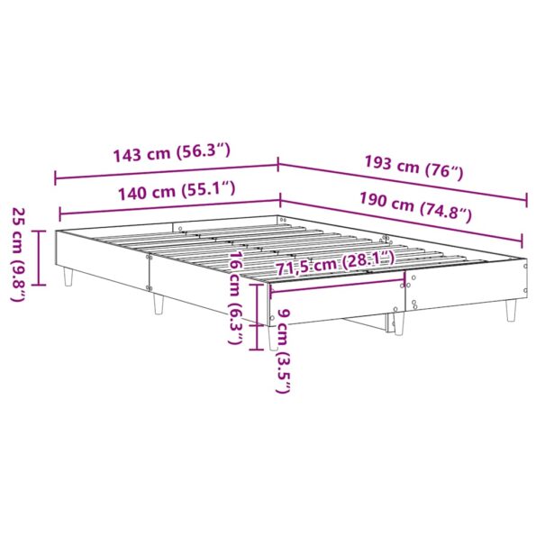 vidaXL Posteľný rám bez matraca čierny 140x190 cm kompozitné drevo – Obrázok 10